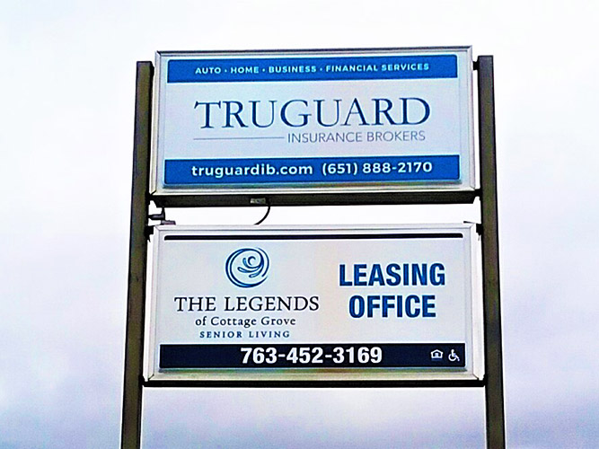 Pylon Signs - Truguard The legends double sign - Impression Signs and Graphics
